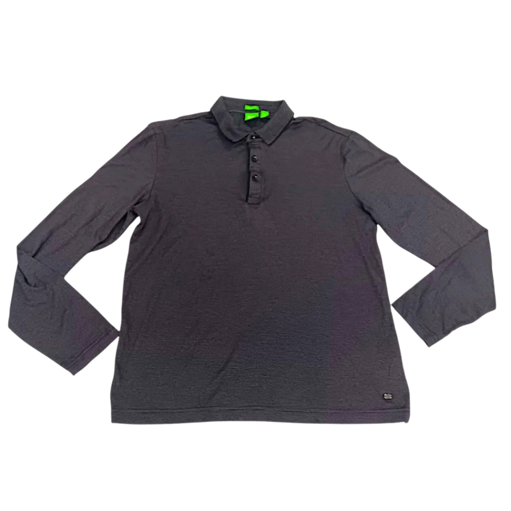 Hugo Boss Men’s Small Polo Shirt Soft Dark Gray Long Sleeve Casual Minimalist